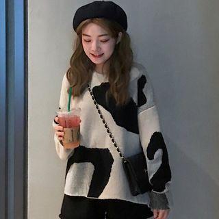 Milk Cow Print Sweater As Shown In Figure - One Size