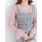 Plus Size Square-neck Long-sleeve Empire Top
