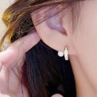 925 Sterling Silver Faux Pearl Hoop Stud Earring Gold - One Size