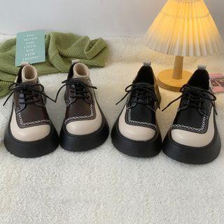 Paneled Platform Lace-up Shoes