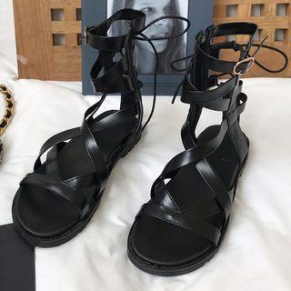 Faux Leather Ankle Sandals