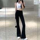 Plain Cropped Tank Top / High-waist Flare Jeans
