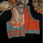 Cable Knit Panel Print Sweater Vest