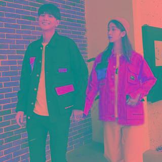 Couple Matching Color Block Button-up Jacket