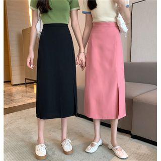 Plain Slit-hem Maxi Skirt