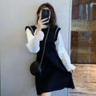Mock Two-piece Flared-cuff A-line Dress