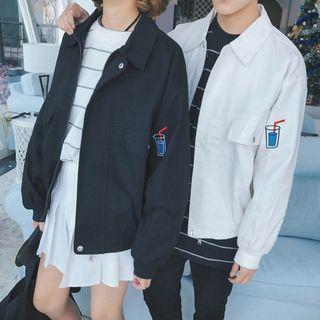 Couple Matching Print Collared Jacket