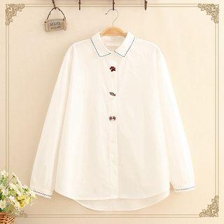 Animal Embroidered Shirt As Shown In Figure - One Size
