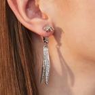 Rabbit Ear Fringed Earring 1 Pair - 925 Sterling Silver Pin - One Size
