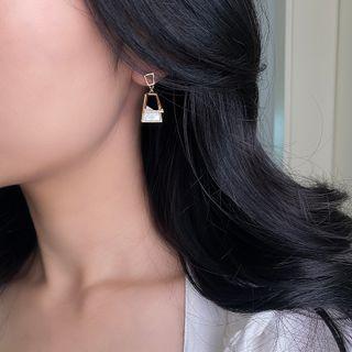 Geometric Drop Sterling Silver Ear Stud 1 Pair - S925 Silver - Gold - One Size