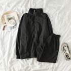 Set: Stand-collar Loose-fit Jacket + Skirt