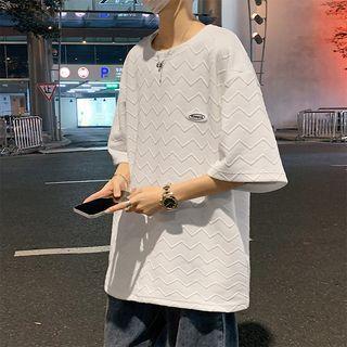 Elbow-sleeve Zigzag Pattern T-shirt
