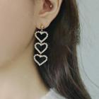 Heart Rhinestone Dangle Earring 1 Pair - Asymmetric - Gold - One Size