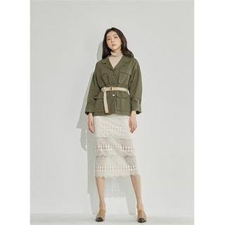 Flap-pocket Safari Jacket With Belt