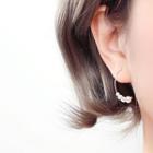 925 Sterling Silver Faux Pearl Hoop Earring 1 Pair - Faux Pearl - Silver - One Size