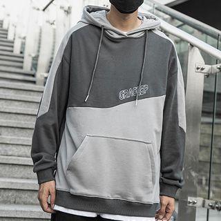 Panel Color Block Hooded Sweatshirt