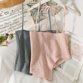 Asymmetrical Embossed Halter Top