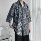 Leopard Print 3/4 Sleeve Shirt
