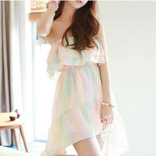Gradient Strapless Chiffon Dress