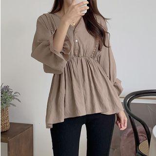 V-neck Blouse Chocolate - One Size