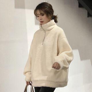 Turtleneck Half-zip Fleece Sweatshirt / Plain Camisole Top