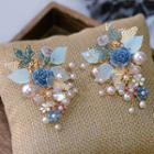 Wedding Flower Clip-on Earring 1 Pair - Blue - One Size