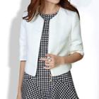 Elbow-sleeve Cropped Zip Jacket