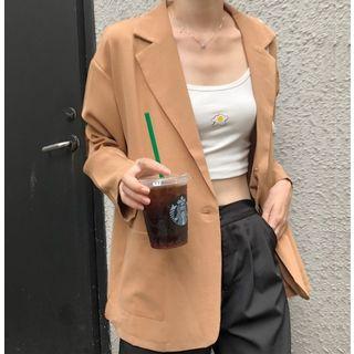 Pocket Detail Single-button Blazer