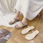 Toe-loop Block Heel Slide Sandals