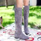 Patterned Cutout Tall Boots