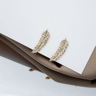 Faux Pearl Leaf Drop Earring E4379 - 1 Pair - Gold - One Size