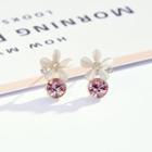 Cat Eye Stone Flower Rhinestone Earring