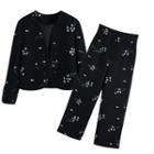 Floral Embroidered Blazer / Straight Leg Pants / Set