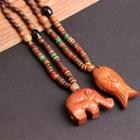 Wooden Elephant / Fish Pendant Necklace