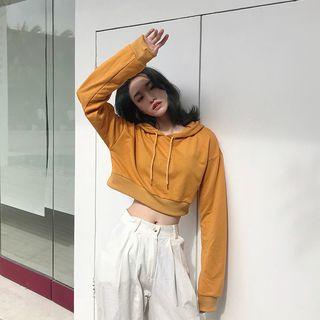 Plain Cropped Hoodie / Mini A-line Skirt