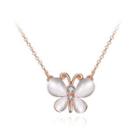 Elegant Plated Rose Gold Butterfly Necklace With Opal Rose Gold - One Size