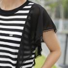 Flutter-sleeve Striped Knit Top