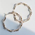 Faux Pearl Twisted Hoop Earring E1140 - Hook Earring - Faux Peal - One Size