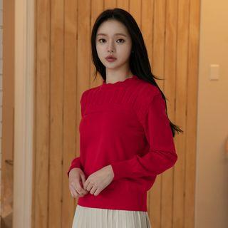 Scallop-trim Pointelle-knit Top