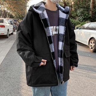 Two-way Check Oversize Hood Jacket