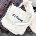 Lettering Canvas Shopper Bag Off-white - One Size