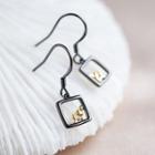 925 Sterling Silver Dog & Square Dangle Earring 1 Pair - Earrings - One Size