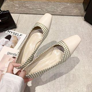 Chunky-heel Houndstooth Pumps