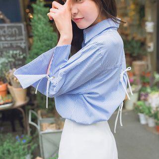 Bow Detail Striped Shirt