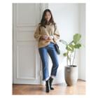 Fringe-hem Slim-fit Jeans