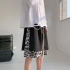 Mock Two-piece Leopard Print Wide Leg Shorts