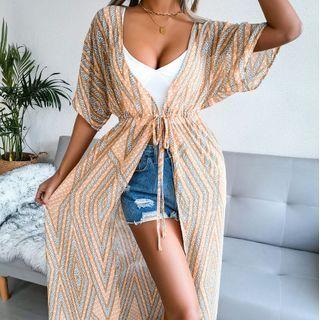 Short-sleeve Patterned Long Light Jacket