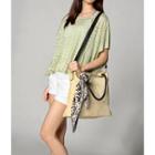 Scarf Detail Snake Print Tote Cream - One Size