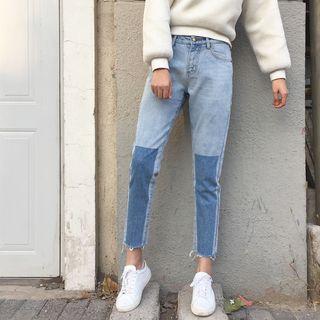 Two-tone Cropped Jeans