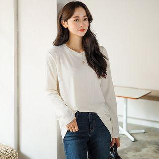 Plus Size Round-neck Ribbed T-shirt
